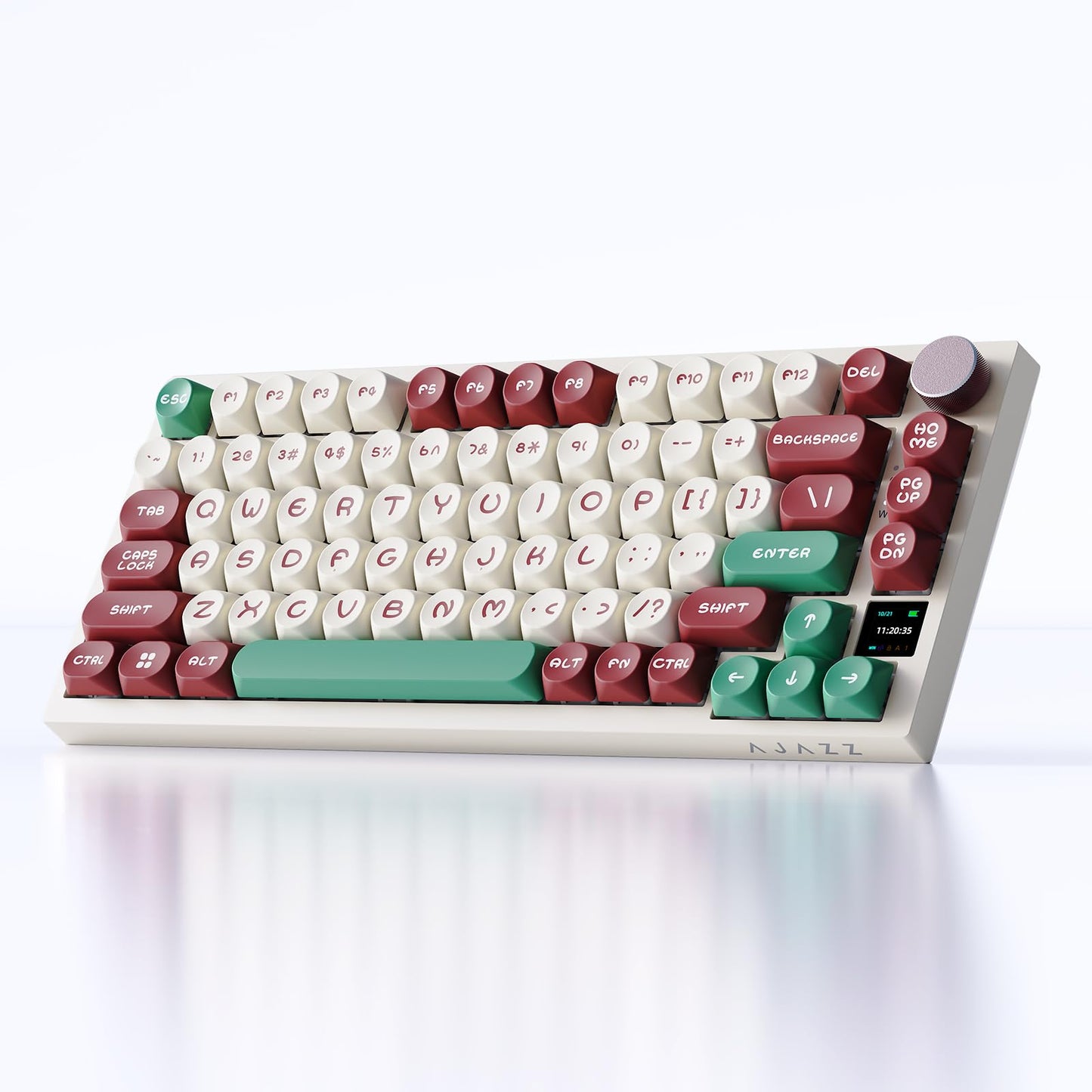 AJAZZ AK820PRO 75% Hot Swap Gasket Mount Mechanical Keyboard with TFT Display Screen, 4000mAh BT/2.4G/Wired RGB South Facing LED, MOA Profile Keycaps & Knob Control Flying Fish Switch