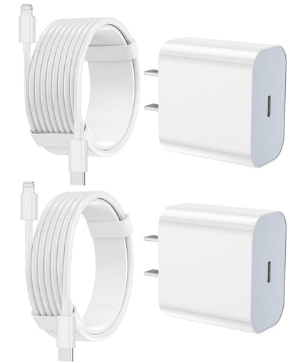 FEEL2NICE iPhone Charger Fast Charging 2 Pack Type C Wall Charger Block with 2 Pack [6FT&10FT] Long USB C to Lightning Cable for iPhone 14/13/12/12 Pro Max/11/Xs Max/XR/X,AirPods Pro