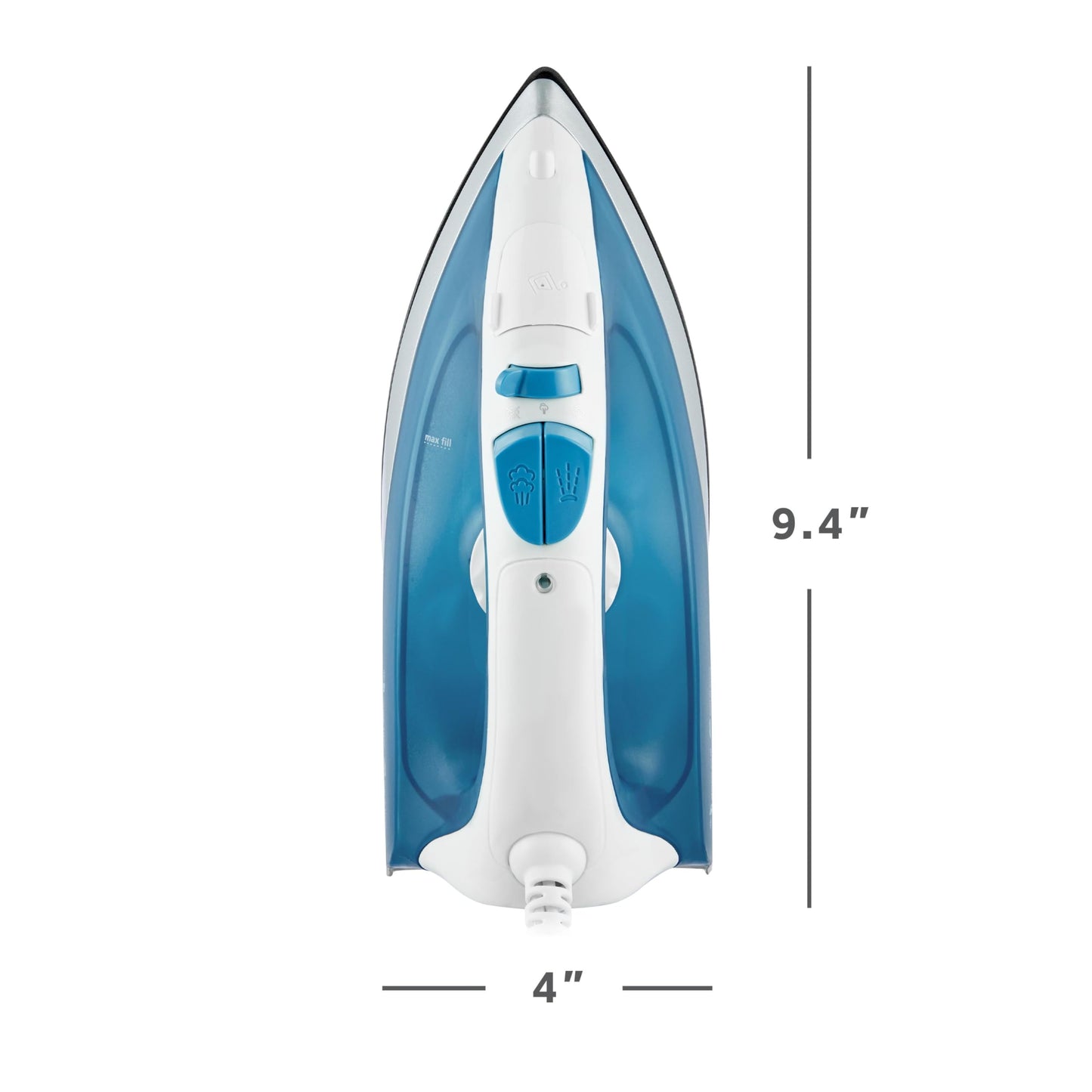 Sunbeam Compact Steam Iron, 1200 Watts, Non-Stick Soleplate, Powerful Shot of Steam, Horizontal or Vertical, Spray Mist, Precision Tip, White/Blue