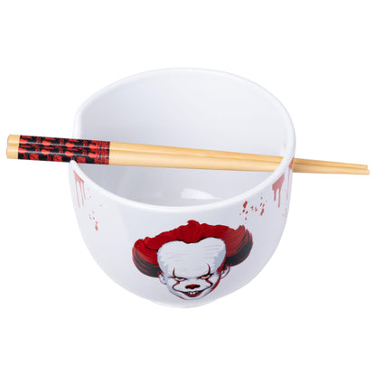 Silver Buffalo IT Pennywise the Clown Time to Float Ceramic Ramen Noodle Rice Bowl with Chopsticks, Microwave Safe, 20 Ounces