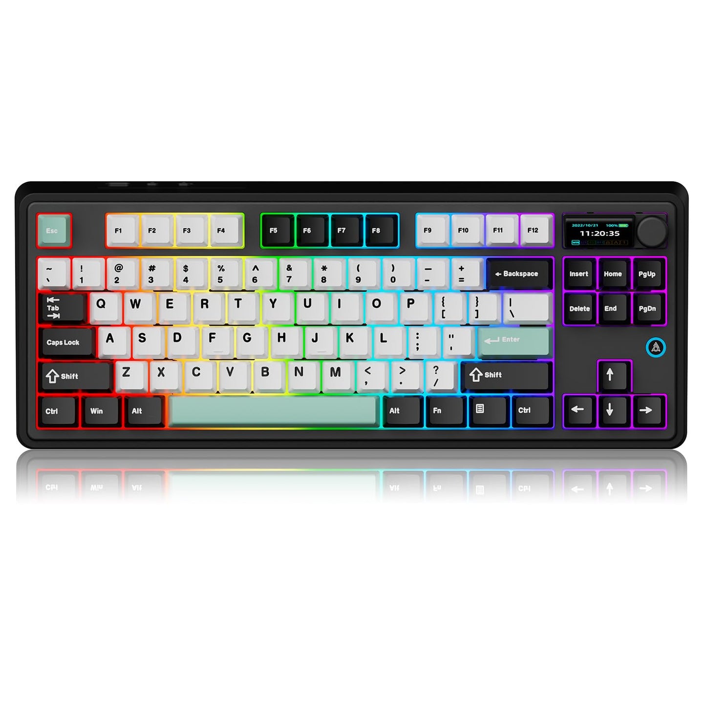 AK870 Gasket Mechanical Keyboard with Hot Swap TFT Screen & Knob - Five Layer Padding - 4000mAh Battery - South Facing LED - Bluetooth/2.4GHZ/Wired Hot Swap RGB Keyboard