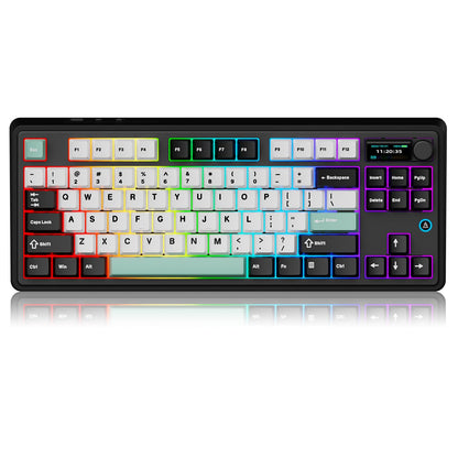 AK870 Gasket Mechanical Keyboard with Hot Swap TFT Screen & Knob - Five Layer Padding - 4000mAh Battery - South Facing LED - Bluetooth/2.4GHZ/Wired Hot Swap RGB Keyboard
