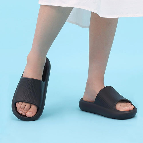 Comwarm Cloud Slide Sandals for Women Men Ultra Comfort Recovery Pillow Slippers Soft Summer Beach Shoes with Low Arch Support,Matte Black Size 7.5-8.5 Wonmen/6-7 Men