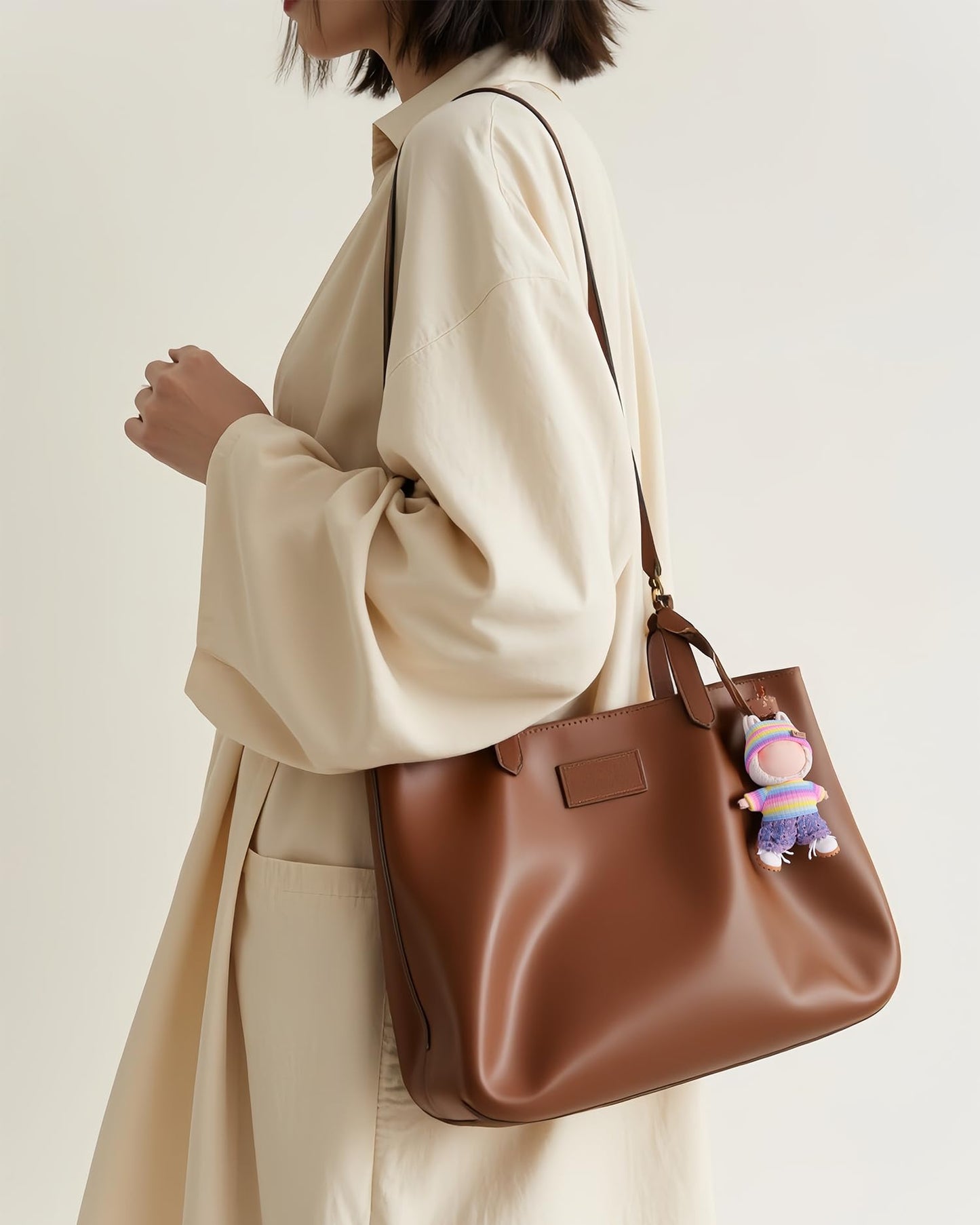 4pcs Handcrafted 15cm/17cm Doll Clothes Set for Labubu (No Doll), Cute and Premium Outfits Accessories, Hand Crocheted Hat, Sweaters, Skirt, Bag (Rainbow) AK052