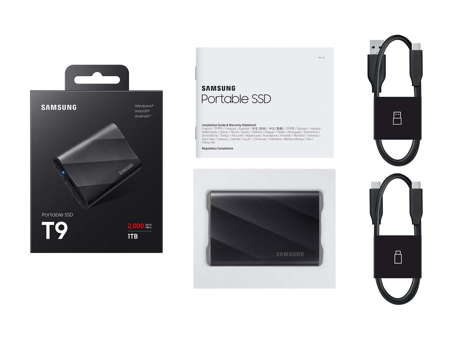 SAMSUNG T9 Portable SSD 4TB, USB 3.2 Gen 2x2 External Solid State Drive, Seq. Read Speeds Up to 2,000MB/s for Gaming, Students and Professionals,MU-PG4T0B/AM, Black (pack of 1)