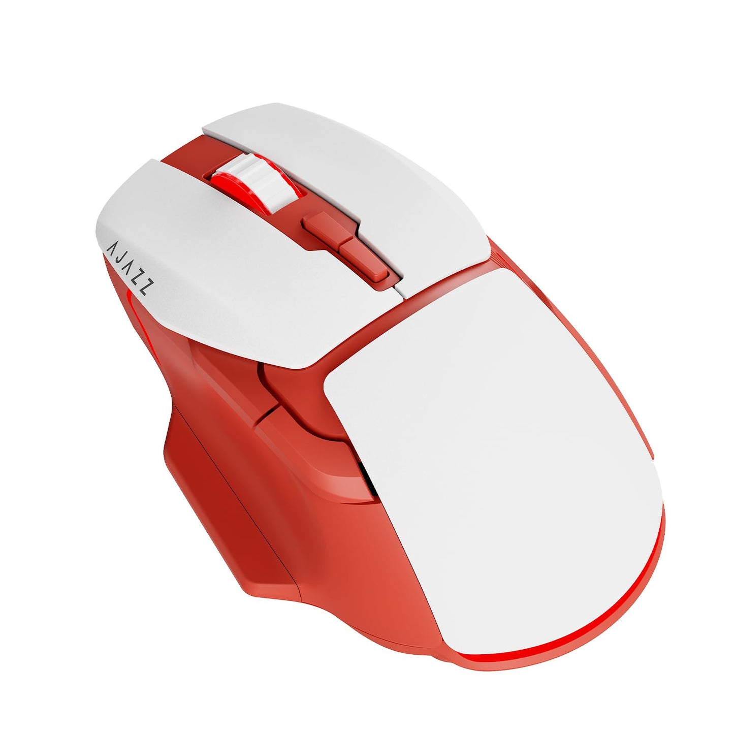 AJ039 2.4G Wireless/ Bluetooth 5.1/ Wired Gaming Mouse, 96g Lightweight, 4800 DPI, Ergonomic LED Backlit USB Gamer Mice Computer Laptop PC, for Windows Mac Linux OS, Red and White