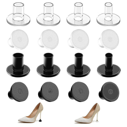High Heel Protectors, 8 Pairs Heel Stoppers & Heel Repair Caps - 4 Sizes Shoe Heel Cover for Women Perfect for Weddings, Grass, Gravel, Wetlands(XS,S,M,L), Black, 8 Pair (Pack of 1)