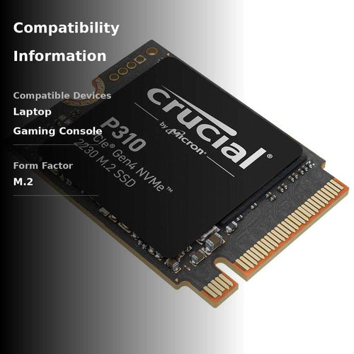 Crucial P310 2TB M.2 2230 SSD, PCIe Gen4 NVMe, Up to 7,100MB/s, Ideal for Steam Deck, ASUS ROG Ally, MSI Claw, Mini PCs & Ultrabooks, Solid State Drive - CT2000P310SSD2