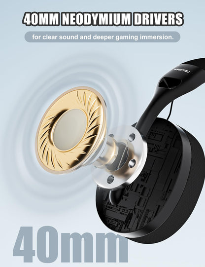 WIRWTRU S30 Gaming Headset with Microphone,198g Lightweight Design, Wired Gaming Headphones for Xbox, Xbox Series X|S, PS5, PS4, Switch, PC, Noise Cancelling Mic, Soft Earmuffs (Black)
