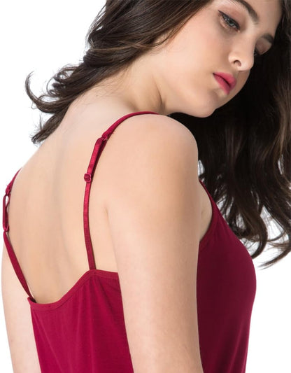 Ibeauti Womens Camisoles Tops with Built in Padded Bra Basic Breathable Tank Top (M, Wine)
