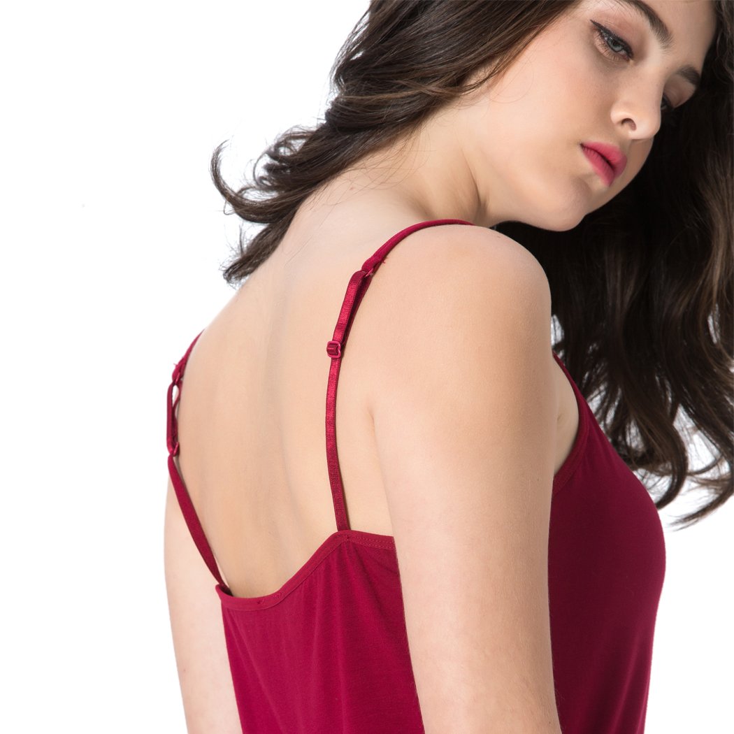 Ibeauti Womens Camisoles Tops with Built in Padded Bra Basic Breathable Tank Top (M, Wine)