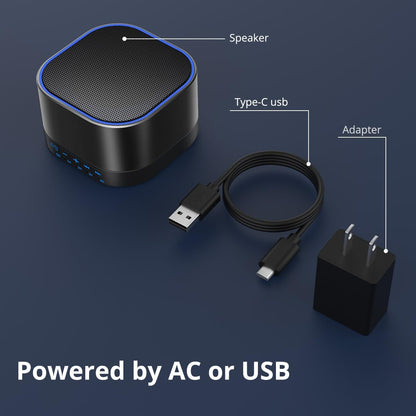 Magicteam White Noise Machine with 20 Non Looping Natural Soothing Sounds Memory Function 32 Levels of Volume Powered by AC or USB and Sleep Sound Timer Therapy for Baby Kids Adults Black