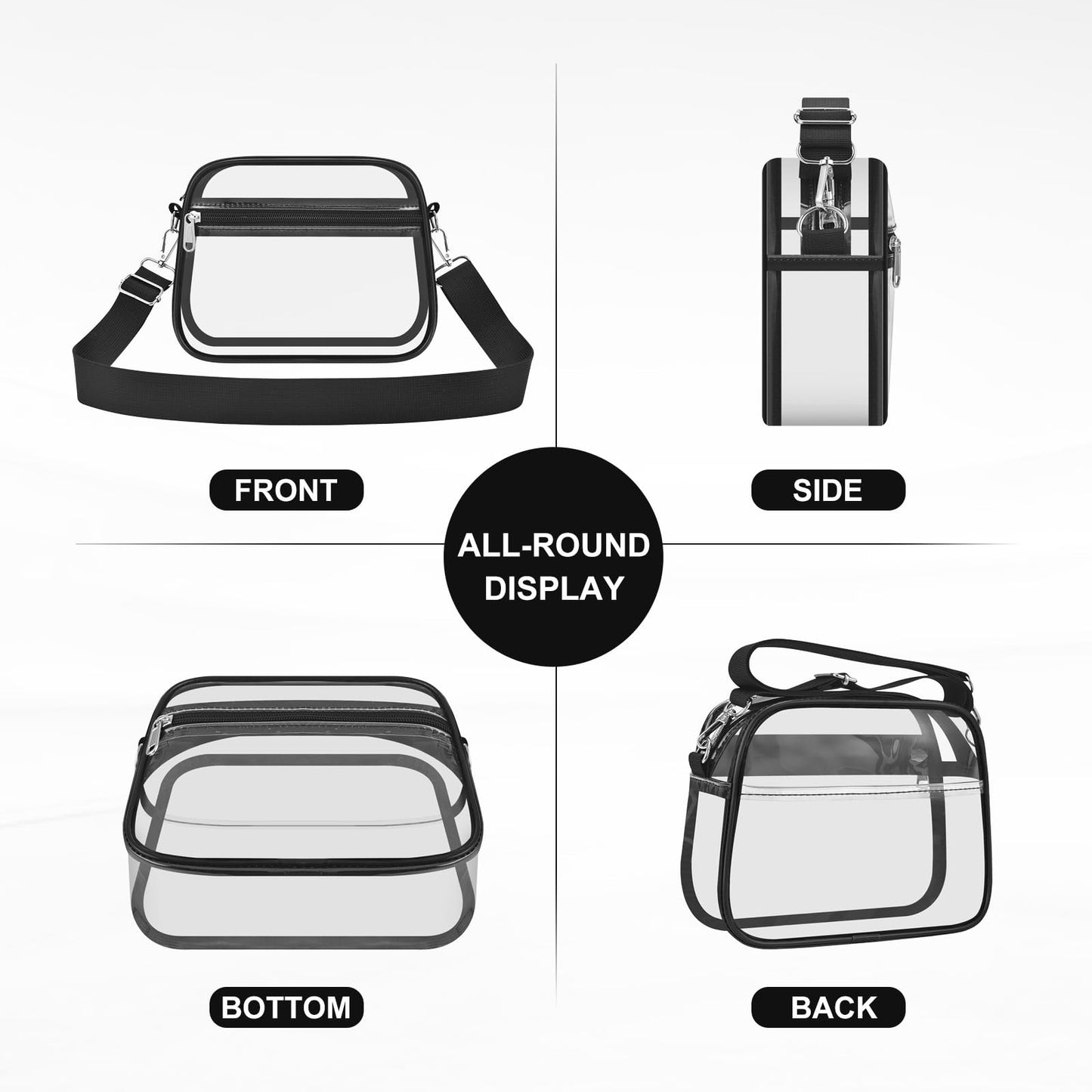 USPECLARE Clear Bag for Stadium Events Clear Handbags Purses for Sports Fans Transparent Crossbody Bag for Concerts Festivals