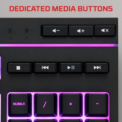 HyperX Alloy Core RGB – Membrane Gaming Keyboard, Comfortable Quiet Silent Keys with RGB LED Lighting Effects, Spill Resistant, Dedicated Media Keys, Compatible with Windows 10/8.1/8/7 – Black