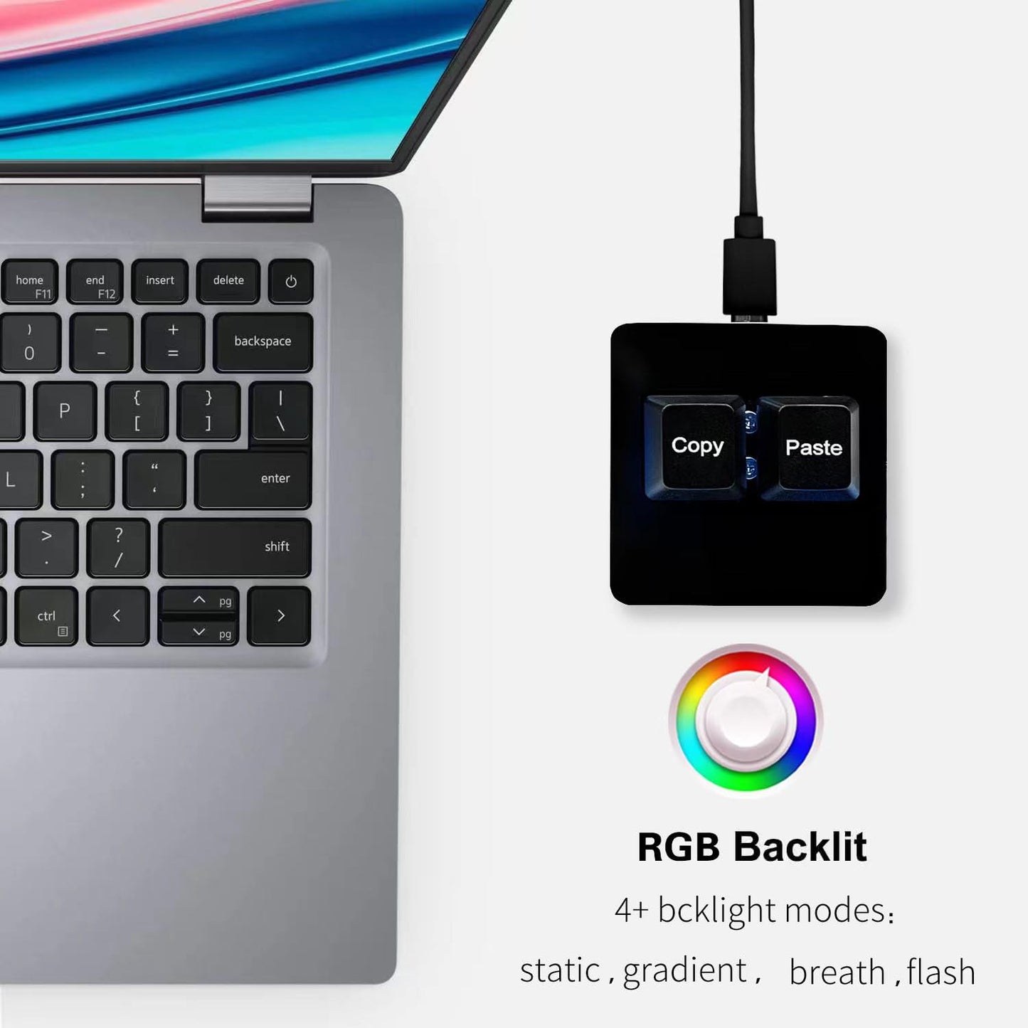 BTXETUEL Copy and Paste 2-Key Keyboard SAYO OSU Keypad Hotswap One Handed Mechanical Gaming Keyboard Cherry Switch RGB Backlit Mini USB Keypad for macros or Rhythm Games