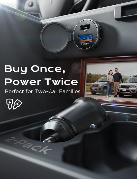 LISEN 54W Car Phone Charger USB C, Cigarette Lighter Adapter, Car Accessories for iPhone, USB C Car Charger Adapter USBC Type C 12v, for iPhone 17 Pro Max 16 15 14 13 12, Samsung Google iPad Andorid