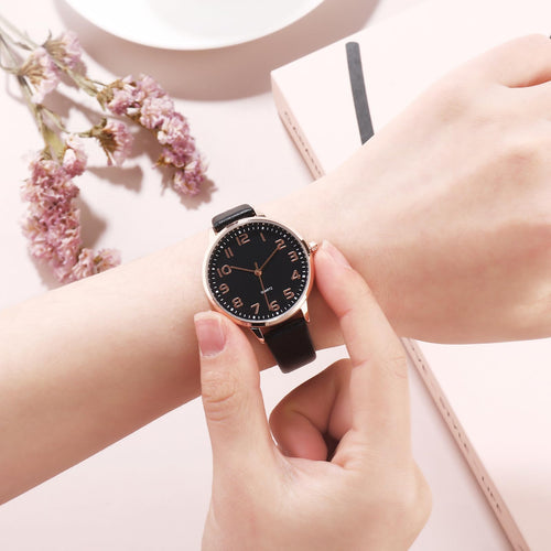TWOPTION Women's Dainty Analog Leather Dress Watch for Small Wrists, Ladies Waterproof Watches for Women, Reloj para Mujer (Black-23#)