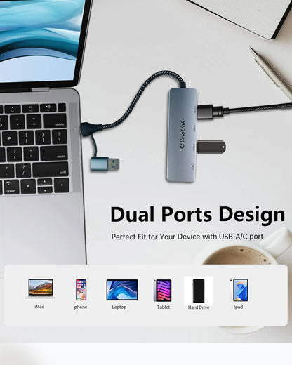 USB 3.0 Hub, USB Multiport Adapter, USB Extender Hub 4 Port, USB Splitter for Laptop/PC/MacBook/iPad Pro/iMac and More