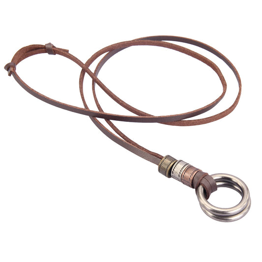GelConnie Leather Necklace Men's Vintage Necklace Brown Necklaces Leather Pendants for Men Hippie Choker Boho Necklaces for Women Long Adjustable Leather Cord Cross