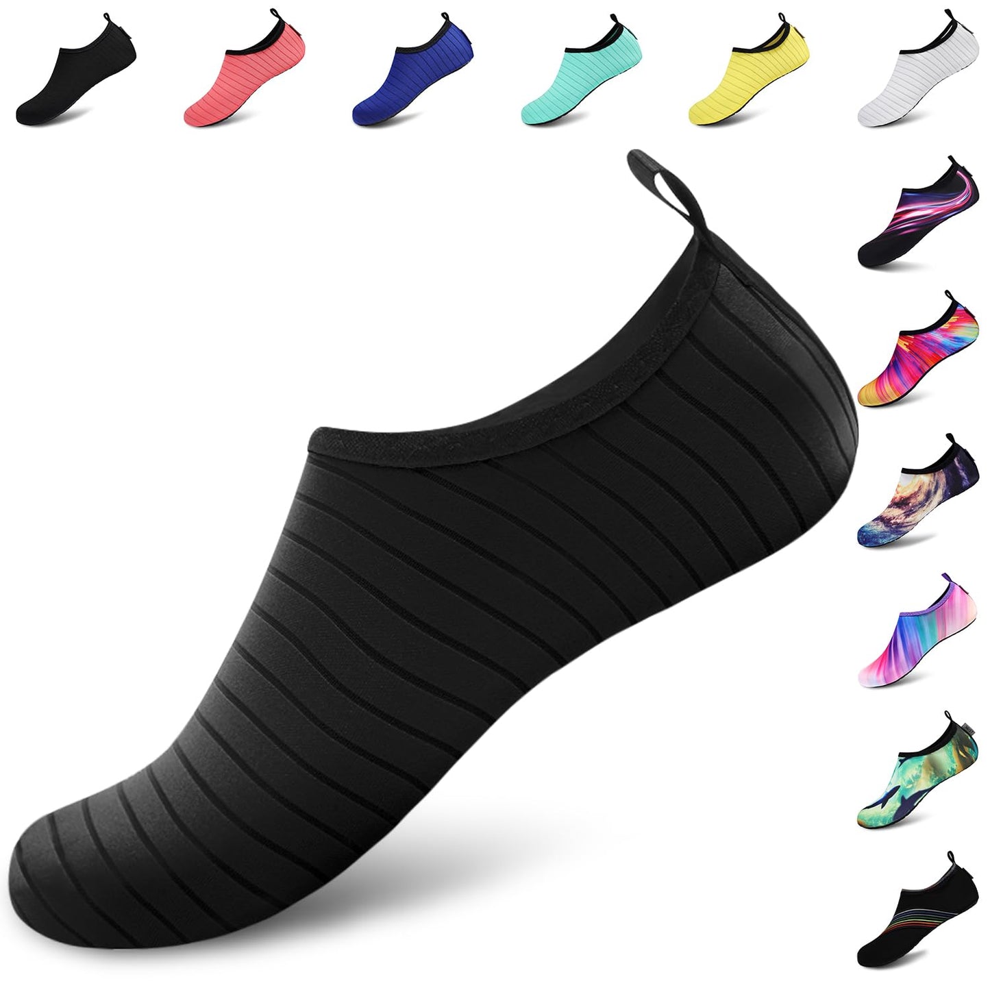 VIFUUR Water Sports Shoes Barefoot Quick-Dry Aqua Yoga Socks Slip-on for Men Women A Black 42-43