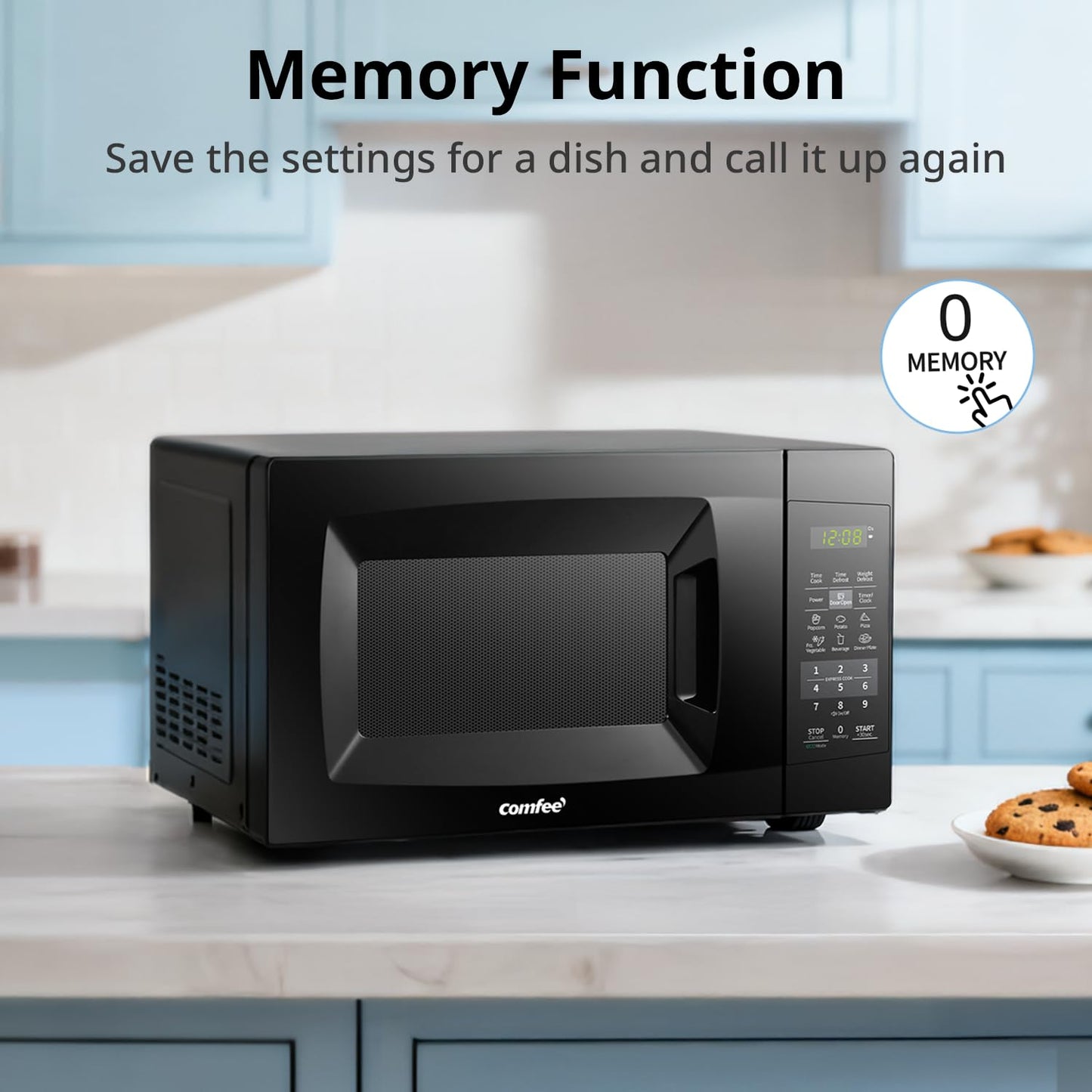COMFEE' EM720CPL-PMB Countertop Microwave Oven with Sound On/Off, ECO Mode and Easy One-Touch Buttons, 0.7cu.ft, 700W, Black