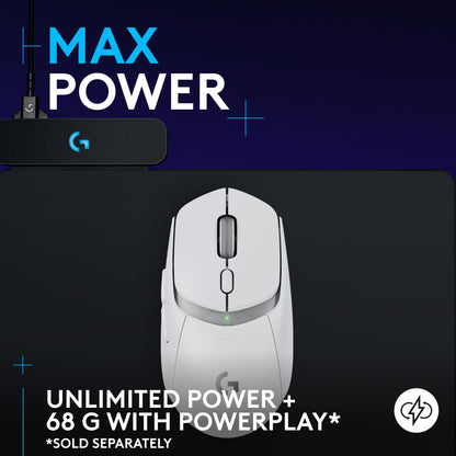 Logitech G309 Lightspeed Wireless Gaming Mouse, Lightweight, LIGHTFORCE Switches, Hero 25K Sensor, 300+ hr Battery, 6 Programmable Buttons, PC & Mac - White