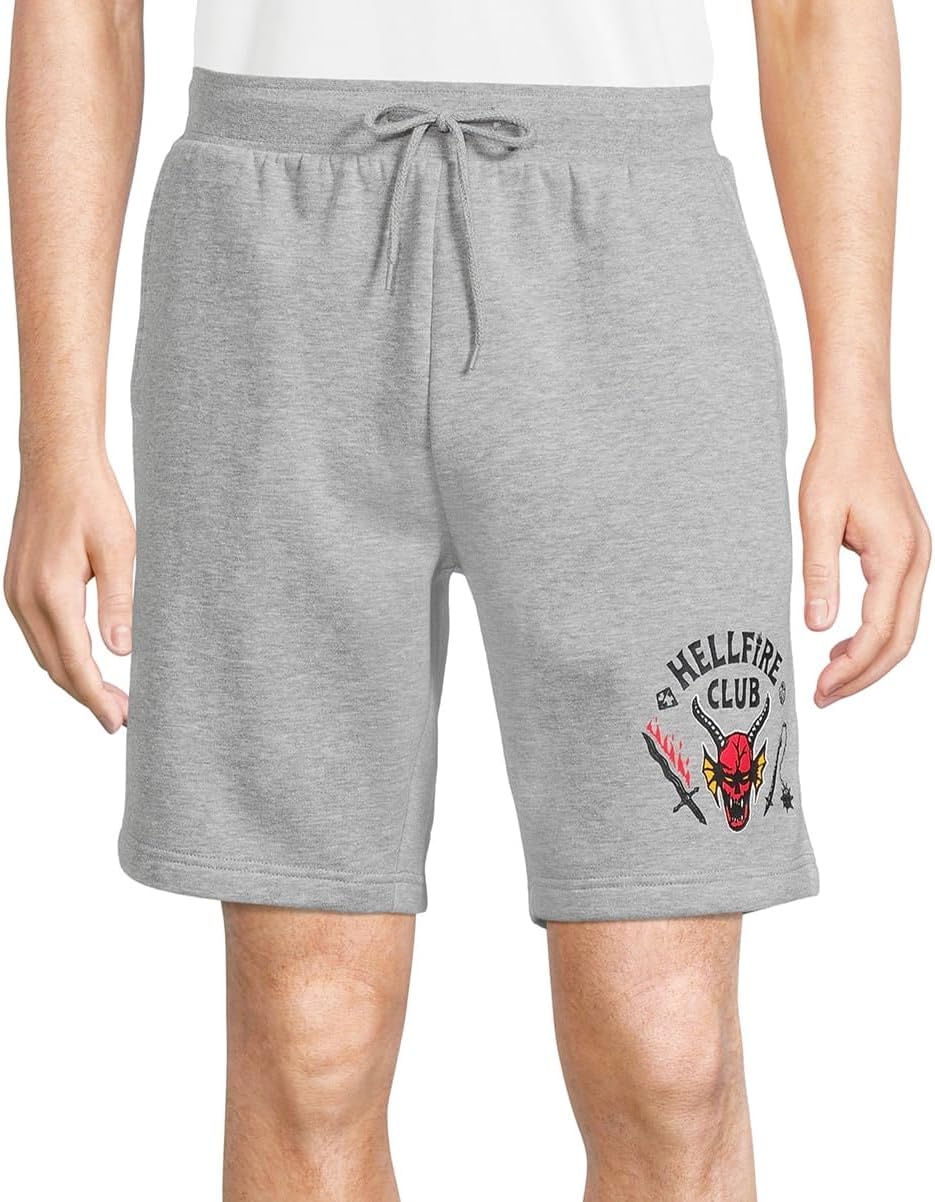 Mad Engine Stranger Things Men's Hellfire Club Logo Design Adult Casual Lounge Shorts (X-Large)