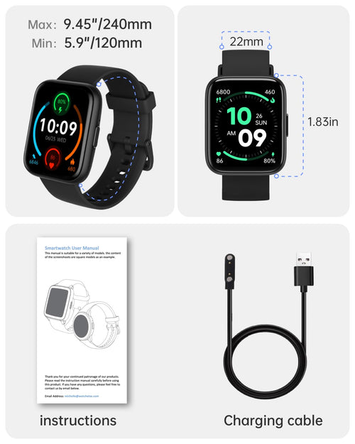 DIVElink Smart Watches for Men Women - 1.83" HD 2025 Fitness Tracker with 100 Sports Modes, Heart Rate/Sleep Monitor, IP68 Waterproof, Bluetooth Call & Music Control for iPhone/Android