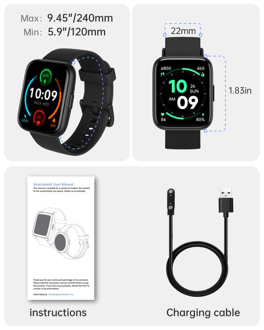 DIVElink Smart Watches for Men Women - 1.83" HD 2025 Fitness Tracker with 100 Sports Modes, Heart Rate/Sleep Monitor, IP68 Waterproof, Bluetooth Call & Music Control for iPhone/Android