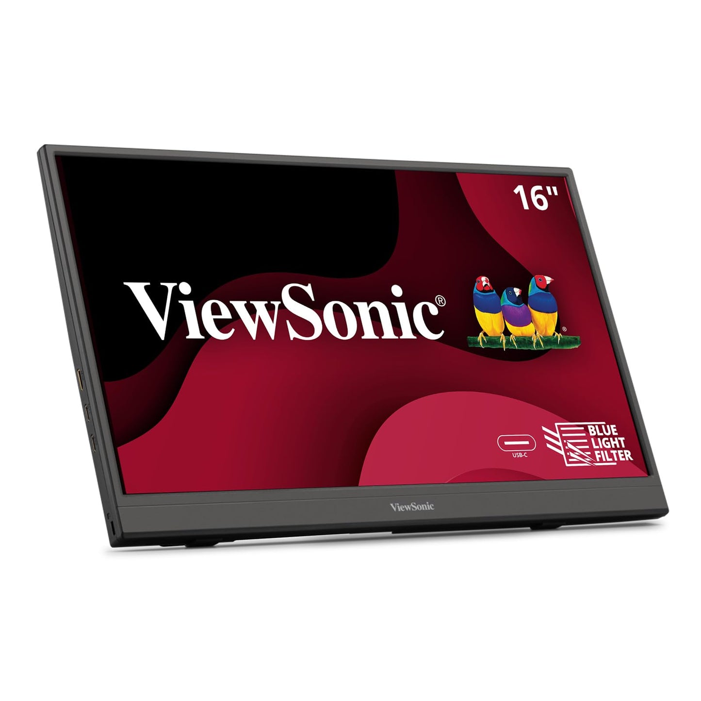 ViewSonic VA1653 16 Inch 1080p FHD IPS Portable Monitor with Eye Care, Built-in Stand, USB C, Mini HDMI, and Protective Case External Second Screen for Laptops, PC, Mac, and Gaming Consoles