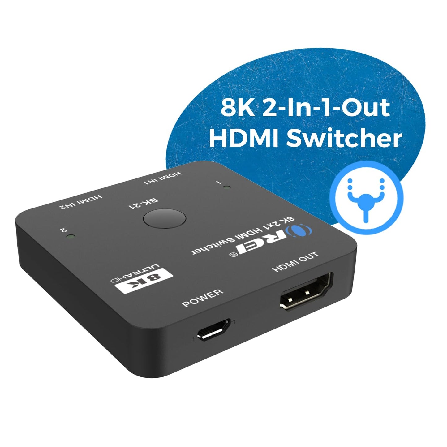 OREI 8K 2x1 HDMI Switch 4K@120hz - Auto HDMI Selector 48Gbps High Resolution Switch Between 2 Inputs Perfect for Gaming, PS5, Xbox, HDR10, Dolby Vision