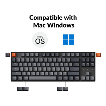 Keychron K8 Tenkeyless Wireless Mechanical Keyboard for Mac, White Backlight, Bluetooth, Multitasking, Type-C Wired Gaming Keyboard for Windows with Brown Switch