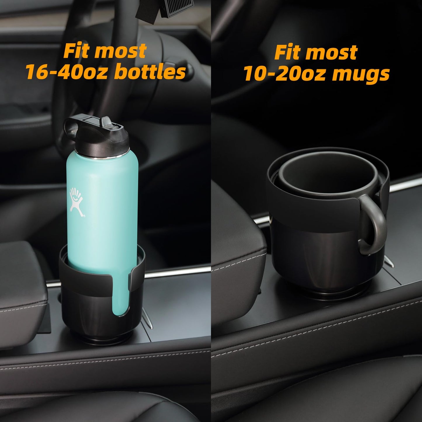 TYKOR Car Cup Holder Expander, Cup Holder Extender for Car with Adjustable Base, Fits Yeti 24/36/46oz, Hydroflask 32/40oz, Large Bottles in 3"-3.9" (16-40oz)