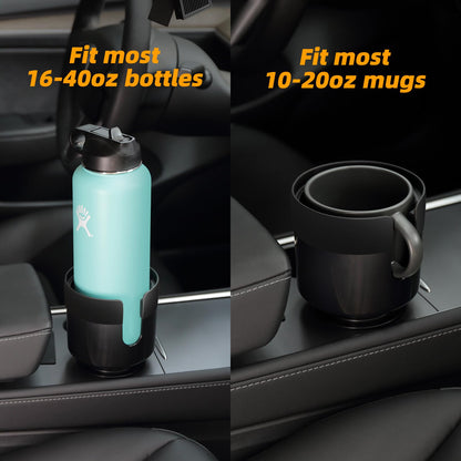 TYKOR Car Cup Holder Expander, Cup Holder Extender for Car with Adjustable Base, Fits Yeti 24/36/46oz, Hydroflask 32/40oz, Large Bottles in 3"-3.9" (16-40oz)