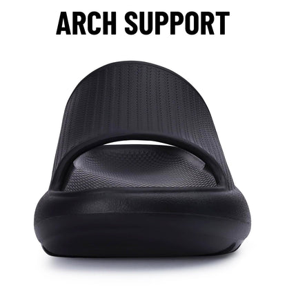 Comwarm Cloud Slide Sandals for Women Men Ultra Comfort Recovery Pillow Slippers Soft Summer Beach Shoes with Low Arch Support,Matte Black Size 7.5-8.5 Wonmen/6-7 Men