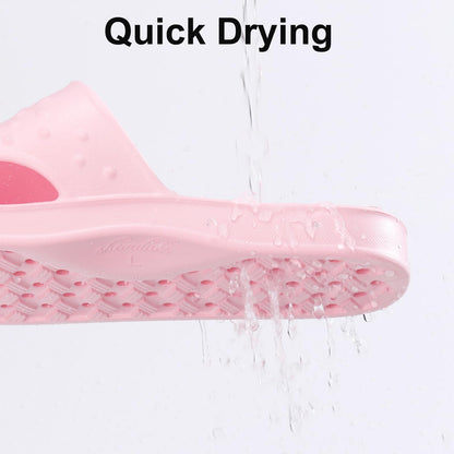 shevalues Shower Shoes for Women Men with Arch Support Quick Drying Pool Slides Lightweight Beach Sandals with Drain Holes, Pink 8-9 Women / 6.5-7.5 Men