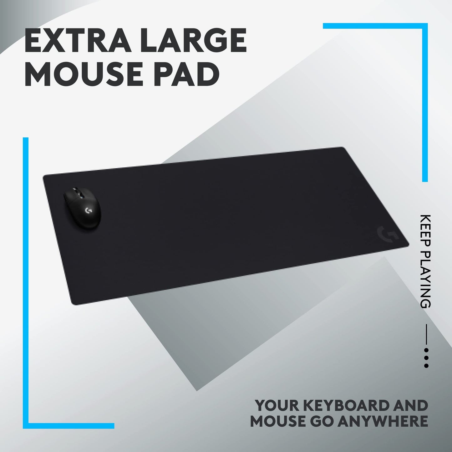 Logitech G840 XL Cloth Gaming Mouse Pad - 0.12 in Thin, Stable Rubber Base, Performance-Tuned Surface - Black