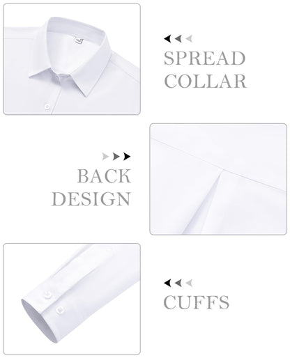 siliteelon Button Down Shirts for Women Dress Shirt Cotton Long Sleeve Collared Shirt Business Work Office Blouse Top White