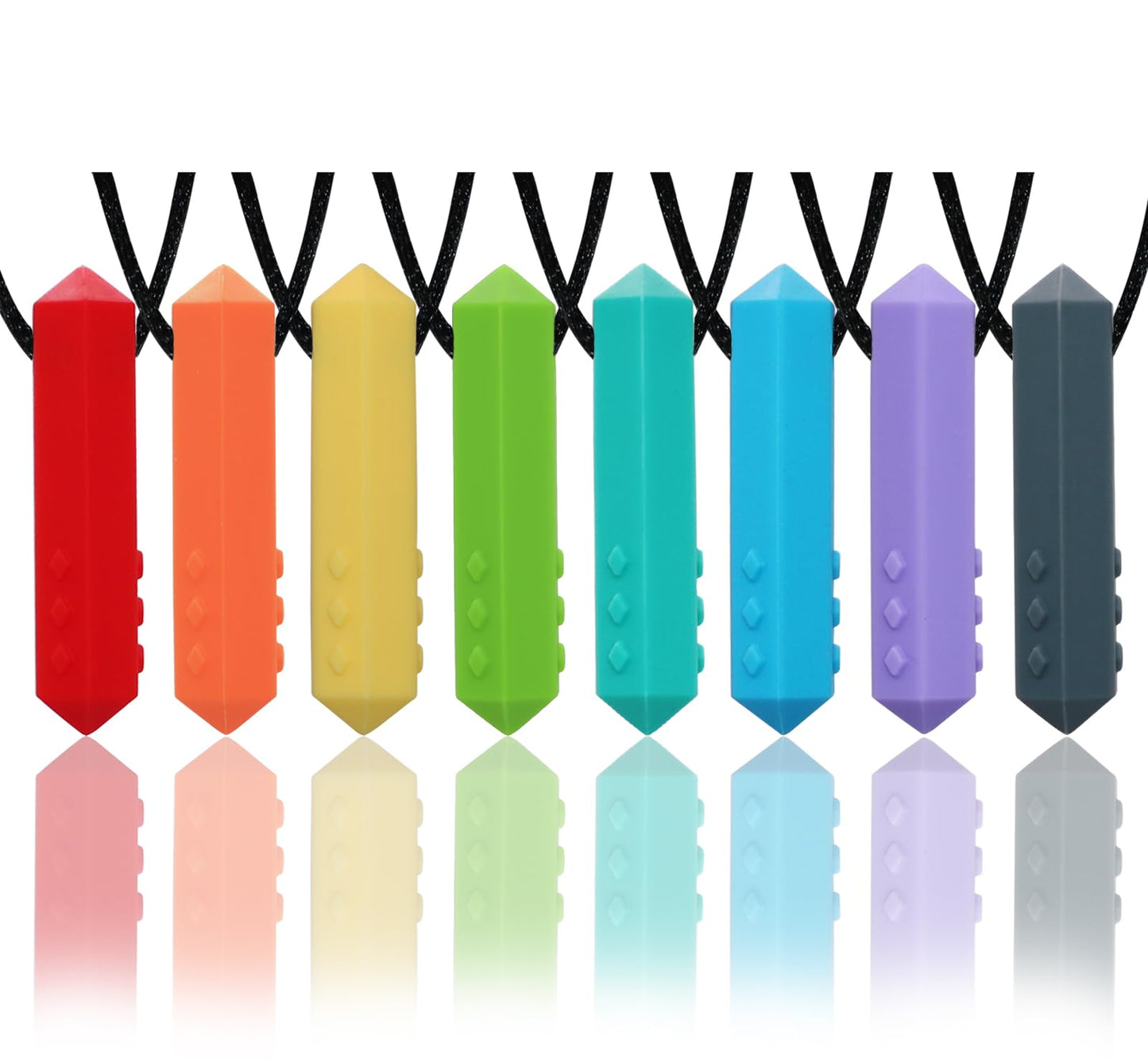 Chew Necklaces for Sensory Kids, 8 Pack Chewy Necklace Sensory Boys and Girls with Autism, ADHD, SPD, Biting, Silicone Teething Necklace Oral Chew Toys for Adults Reduce Chewing Anxiety Fidget