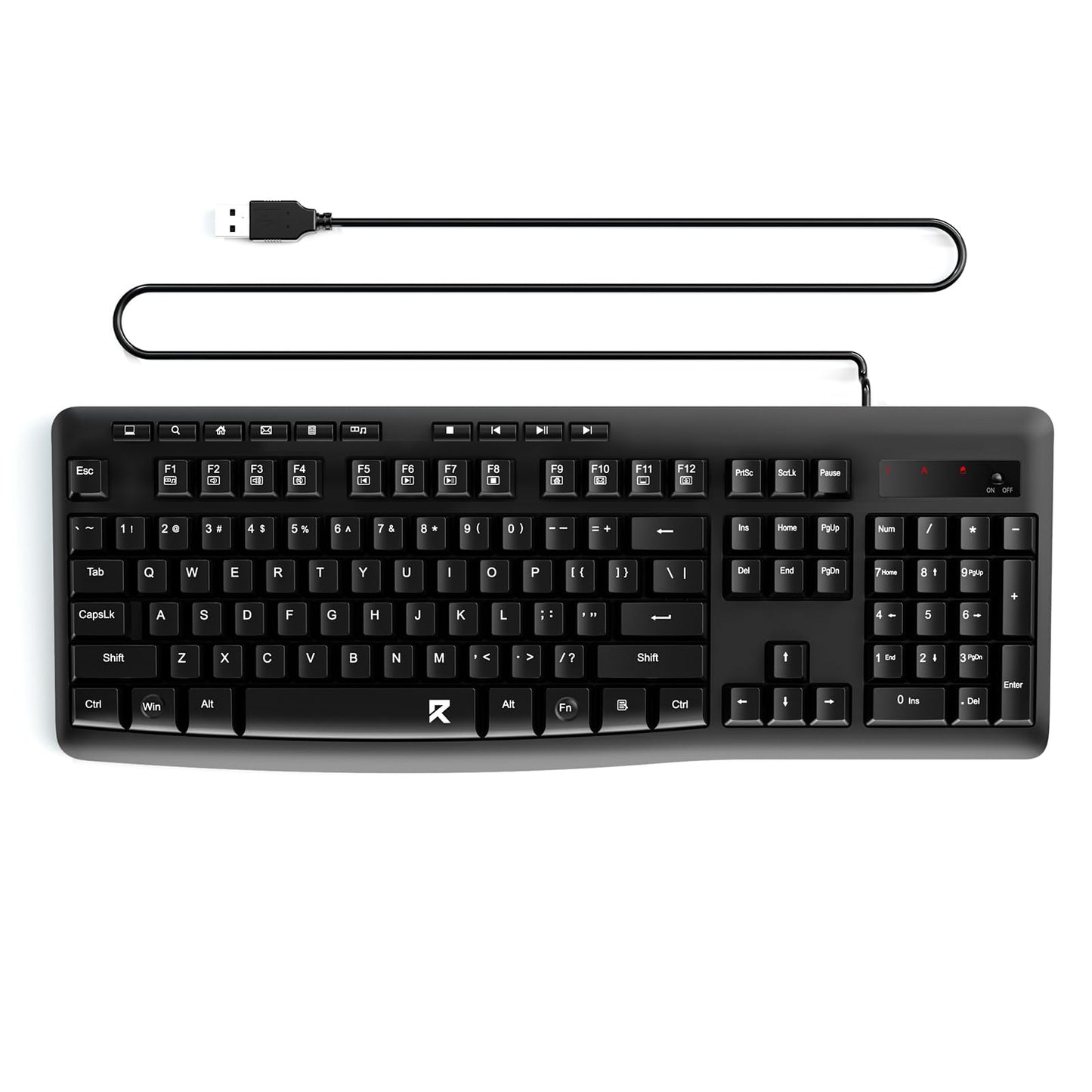 Redragon BK7366 Wired Keyboard,Multimedia USB Quiet Computer Keyboard,Silent Keyboard with Large Number Pad,Spill-Resistant,Anti-Wear Letters,Full Size for Laptop,Desktop