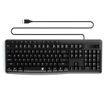 Redragon BK7366 Wired Keyboard,Multimedia USB Quiet Computer Keyboard,Silent Keyboard with Large Number Pad,Spill-Resistant,Anti-Wear Letters,Full Size for Laptop,Desktop