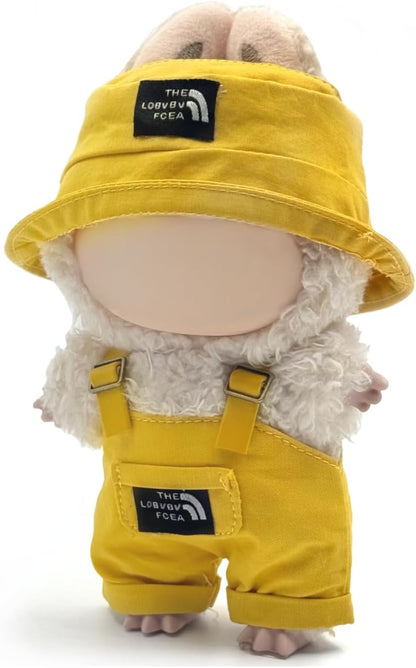 Clothes for Labubu (NO Doll) 17 cm/6.7inch Doll for Labubu Clothes Labubu Accessories Overalls Hat Glasses Dress up Stylish Outdoor Cute for Labubu Outfits (D)