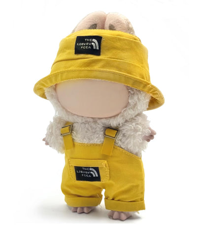 Clothes for Labubu (NO Doll) 17 cm/6.7inch Doll for Labubu Clothes Labubu Accessories Overalls Hat Glasses Dress up Stylish Outdoor Cute for Labubu Outfits (D)