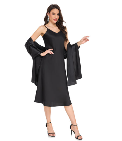 Fttyeiby Shawls and Wraps for Evening Dresses Satin Shawl Wraps for Women Wedding Formal Shawl Black