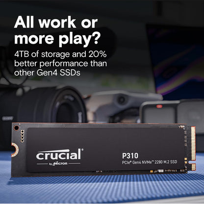 Crucial P310 2TB SSD, PCIe Gen4 NVMe M.2 2280, Up to 7,100MB/s, for Laptop, Desktop (PC), & Handheld Gaming Consoles, Includes Acronis Data Recovery Software, Solid State Drive - CT2000P310SSD801
