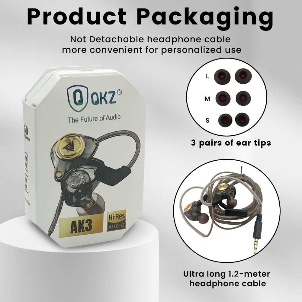 Yeabomy Wired Gaming Earbuds, Ak3file in Ear Monitors, Deep Bass Sound Wired Earbuds, HiFi in Ear Headphones with 1DD 10mm Dynamic Driver, IEM for Music Gaming Video Calling (Black)