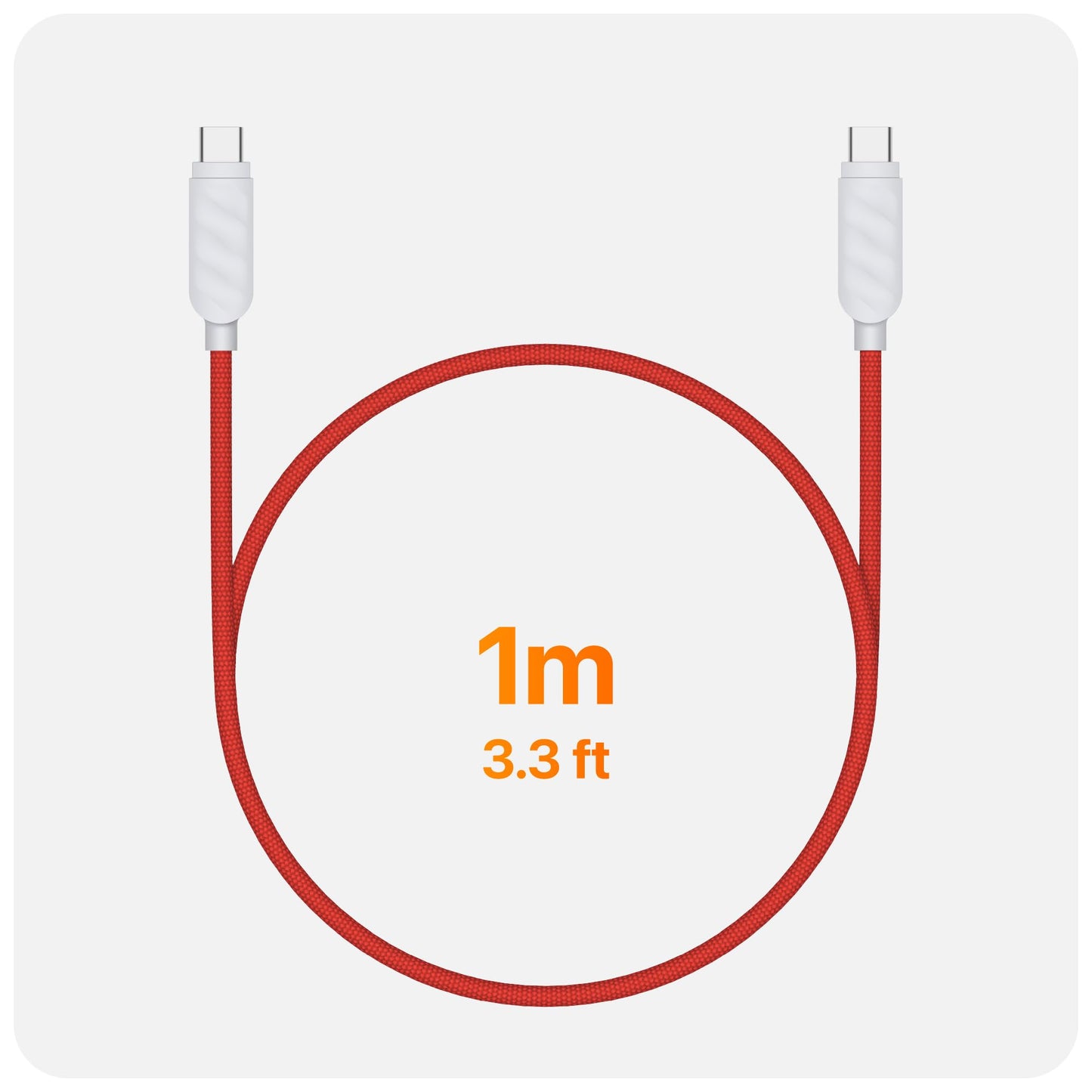UPPERCASE Designs Premium Braided USB-C to USB-C Cable, Fast 60W Charging, Compatible with iPhone 15 16 iPad MacBook Carplay, 2 Pack, Red/White, 1m (3.3 Ft)