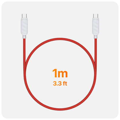 UPPERCASE Designs Premium Braided USB-C to USB-C Cable, Fast 60W Charging, Compatible with iPhone 15 16 iPad MacBook Carplay, 2 Pack, Red/White, 1m (3.3 Ft)