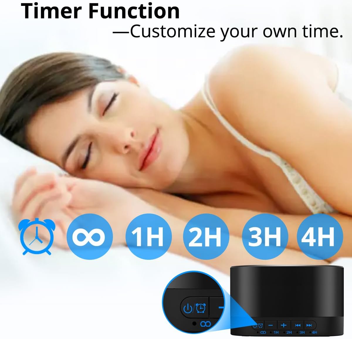 Magicteam White Noise Machine with 20 Non Looping Natural Soothing Sounds Memory Function 32 Levels of Volume Powered by AC or USB and Sleep Sound Timer Therapy for Baby Kids Adults Black