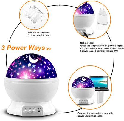 MOKOQI Star Projector Night Lights for Kids, Fun Gifts for 1-4-6-14 Year Old Girl and Boy, Projection Lamp for Kids Bedroom Ceiling, Stars and Moon for Child Asleep Peacefully (White)